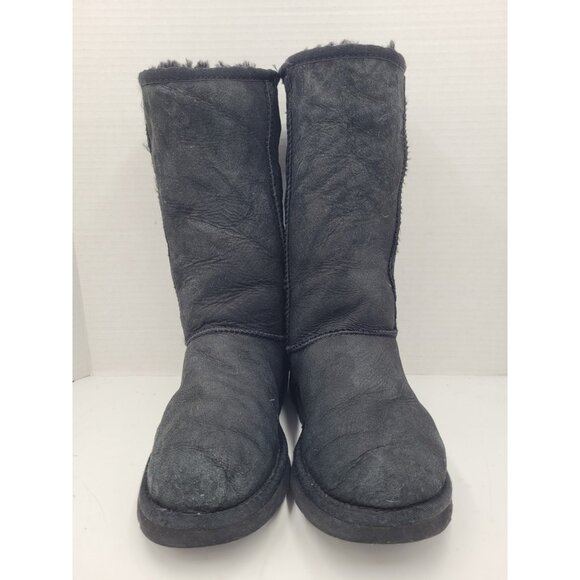 UGG Women's Australia Tall Sheepskin Suede Boots Black Style 5815 Size 5 EU 36 - Picture 6 of 15